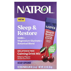 Sleep & Restore, заспокійлива суміш для приготування напою, без мелатоніну, вишня, 10 пакетиків-стіків по 2,6 г (0,09 унції)