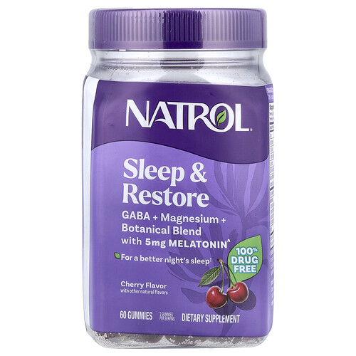 Natrol, Sleep & Restore Gummies with 5 mg Melatonin, Cherry, 60 Gummies