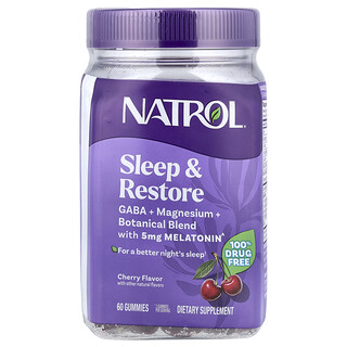 Natrol, 睡眠幫助與修復軟糖，含 5 毫克褪黑荷爾蒙，櫻桃味，60 粒