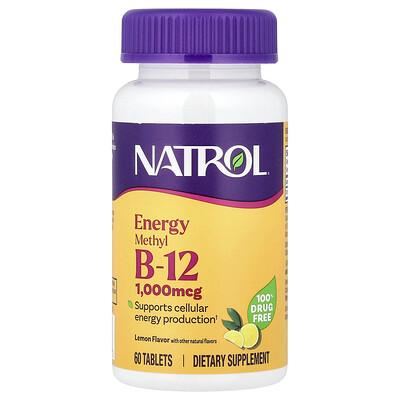 Natrol, Metil B12, Limón, 1000 mcg, 60 comprimidos