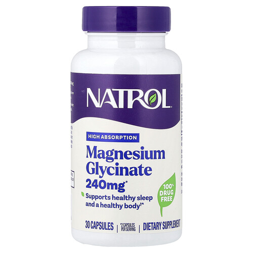 Natrol Magnesium Glycinate, High Absorption, 30 Capsules (120 mg per Capsule)