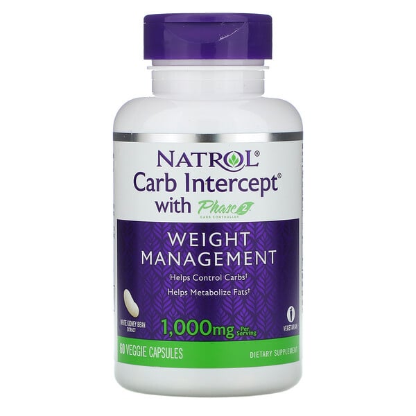 Natrol, 炭水化物インターセプト フェーズ2炭水化物コントローラー配合、500 mg、植物性粒60粒