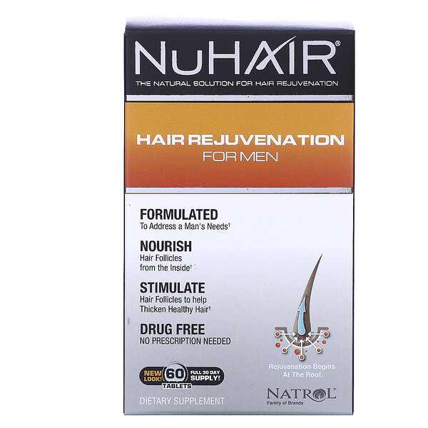 Natrol, NuHair, восстановление волос для мужчин, 60 таблеток