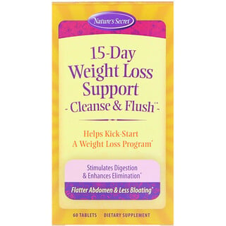 Nature's Secret, دعم إنقاص الوزن في 15 يومًا، Cleanse & Flush، 60 قرصًا