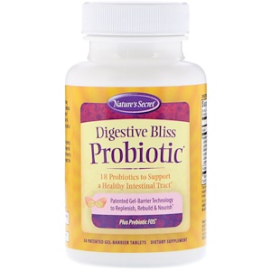 Натурес Секрет, Digestive Bliss Probiotic, 30 Patented Gel-Barrier Tablets отзывы