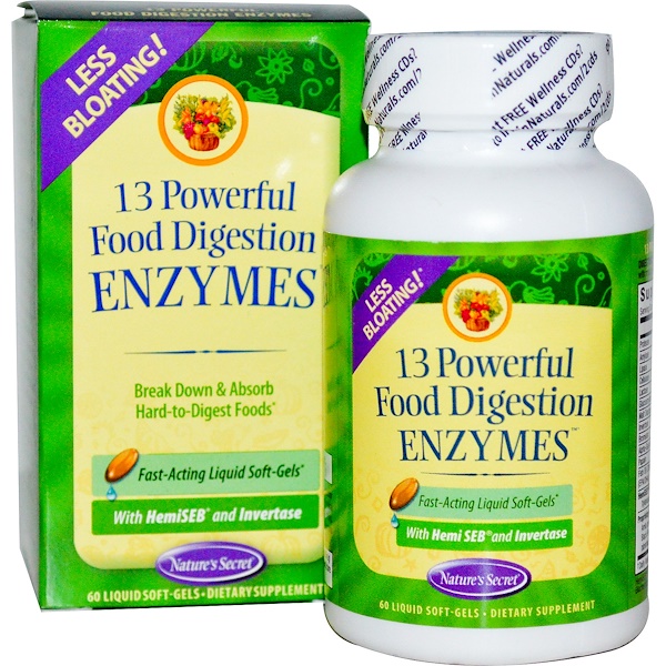 Nature's Secret, 13 Powerful Food Digestion Enzymes, 60 Liquid SoftGels iHerb