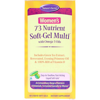 Nature's Secret, 73 Nutrient Soft-Gel Multi, мультивитамины для женщин с маслами омега-3, 60 желатиновых капсул