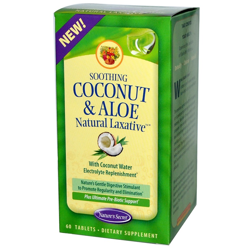 Nature's Secret, Soothing Coconut & Aloe Natural Laxative, 60 Tablets ...