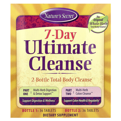 Product Image for Nature's Secret, 7-Day Ultimate Cleanse, 2-Part Total-Body Cleanse, 2 Bottles, 36 Tablets Each