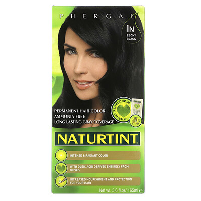 Naturtint Permanent Hair Color, 1N Ebony Black, 5.6 fl oz (165 ml)