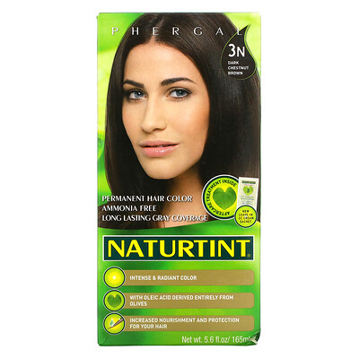 

Naturtint стойкая краска для волос, 3N, темный каштан, 165 мл (5,6 жидк. унции)