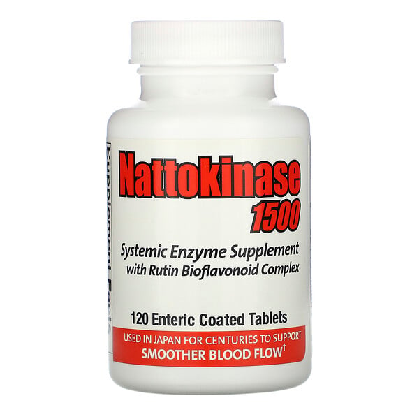 Naturally Vitamins, Nattokinase 1500, Systemic Enzyme Supplement, 120 Enteric Coated Tablets