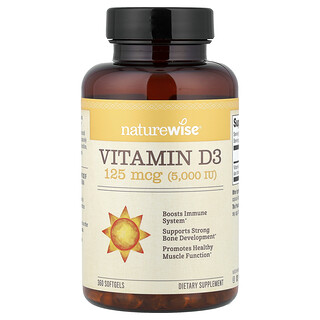 NatureWise, D3-vitamin, 125 mcg (5000 NE), 360 lágyzselé