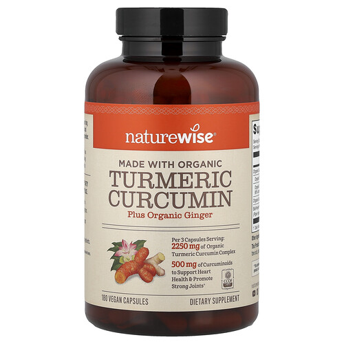 Naturewise Organic Turmeric Curcumin, 180 Vegan Capsules