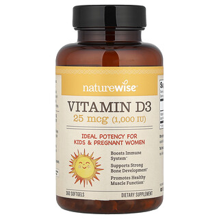 NatureWise, D3-vitamin, 25 mcg (1000 NE), 360 lágyzselé