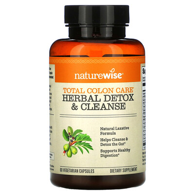 NatureWise Total Colon Care, Herbal Detox & Cleanse, 60 Vegetarian Capsules