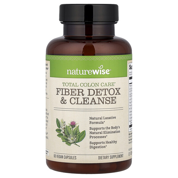 NatureWise Total Colon Care®, Fiber Detox & Cleanse, 60 Vegan Capsules