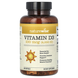 NatureWise, 維生素 D3，100 微克（4000 國際單位），360 粒軟膠囊