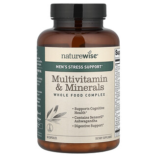 NatureWise, Men's Stress Support, Multivitamin & Mineral, 60 Vegetarian Capsules