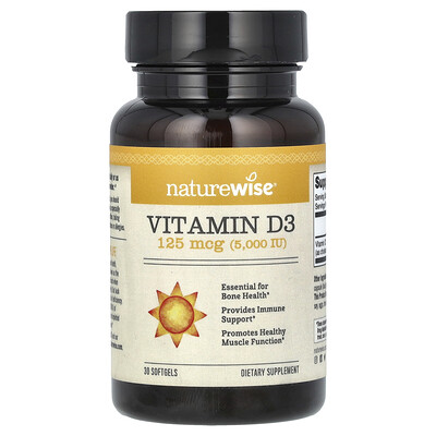 Product Image for NatureWise, Vitamin D3, 125 mcg (5,000 IU), 30 Softgels