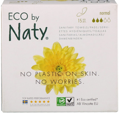 Naty Тонкие прокладки, нормальный, 15 экологичных прокладок
