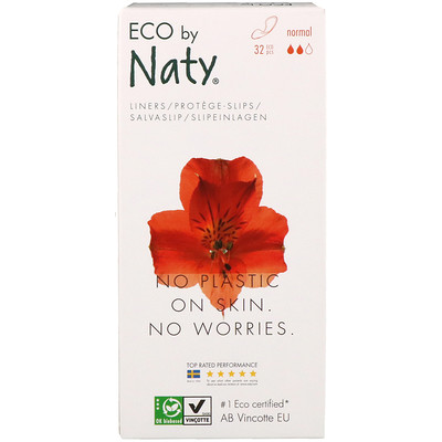 Naty Ежедневные прокладки, для нормальных выделений, 32 эколологичных прокладок