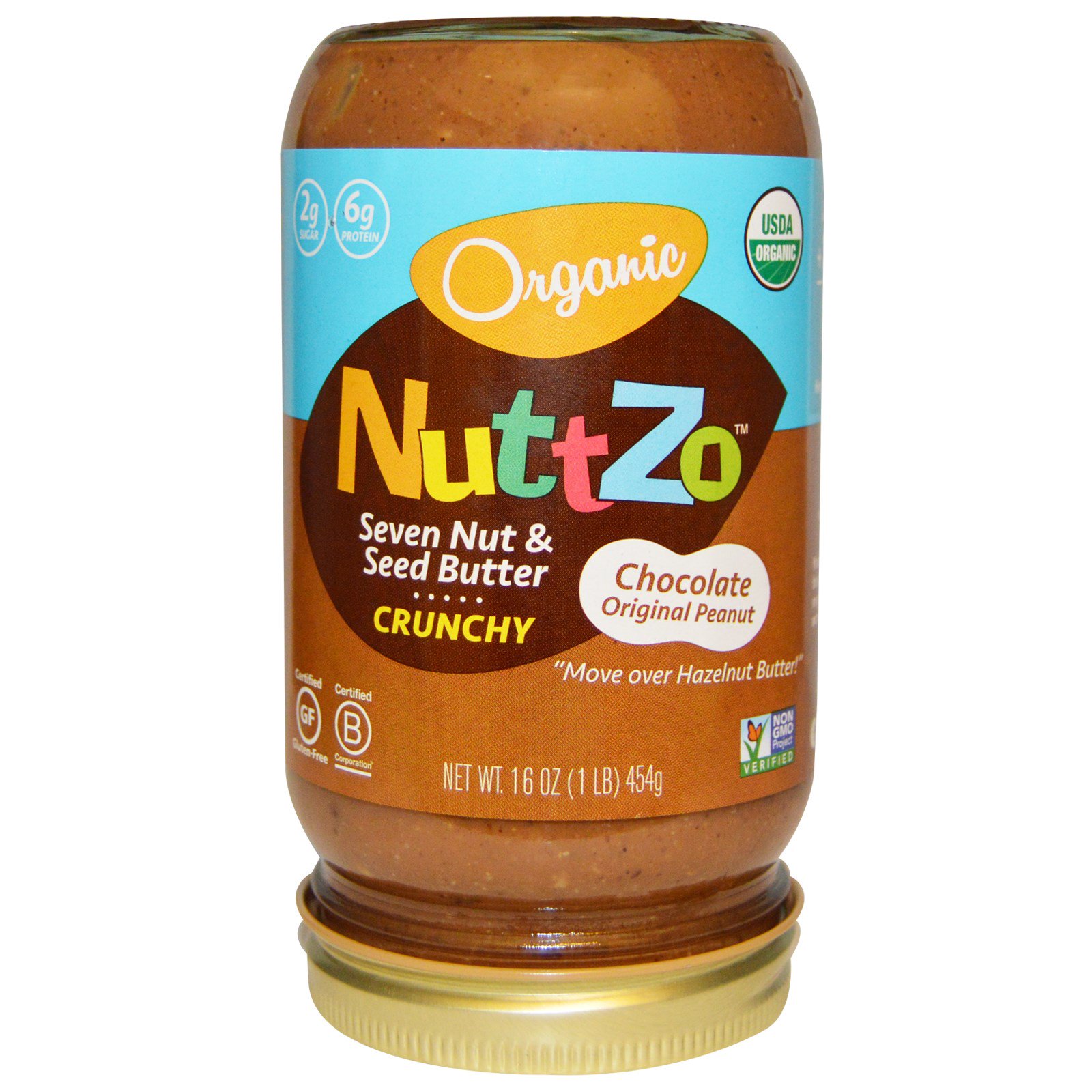 Nuttzo, Organic Crunchy Seven Nut & Seed Butter, Chocolate Original