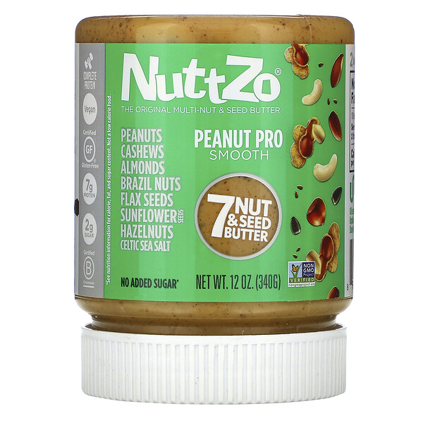 Nuttzo‏, Peanut Pro 7 Nut & Seed Butter, Smooth, 12 oz (340 g)