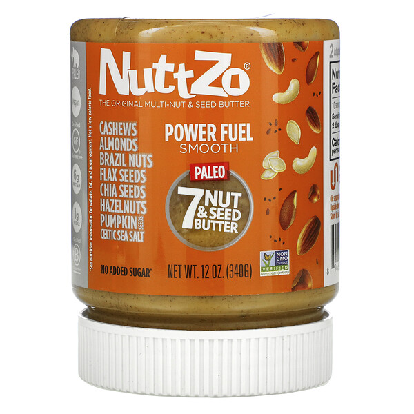 Nuttzo‏, Power Fuel, Paleo 7 Nut & Seed Butter, Smooth, 12 oz (340 g)