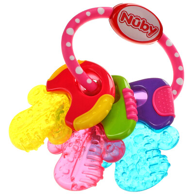 Nuby Soothing Teether, Icy Bite Keys, 3+ Months, Perfectly Pink, 1 Count