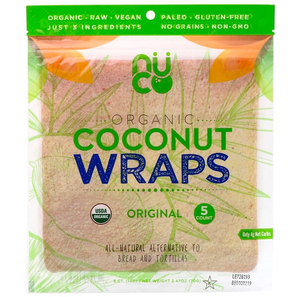 NUCO, Bio-Kokos-Wraps, Original, 5 Wraps (je 14 g)