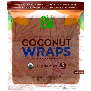 NUCO, Wraps de Coco Orgânico, Canela, 5 Wraps (14 g) Cada