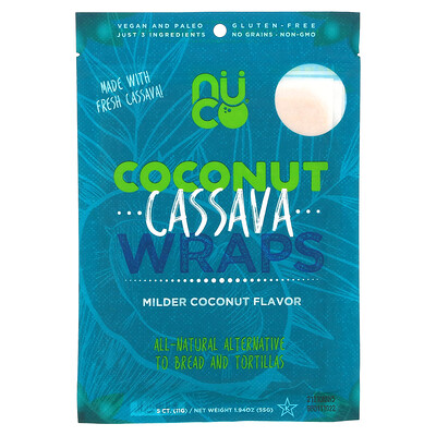 

NUCO Coconut Cassava Wraps Milder Coconut 5 Count 1.94 oz (55 g)