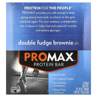 NuGo Nutrition, протеїновий батончик ProMax®, брауні з подвійною помадкою, 12 батончиків по 75 г (2,64 унції)