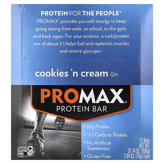 NuGo Nutrition, ProMax®, протеїновий батончик, печиво й крем, 12 батончиків по 75 г (2,64 унції)