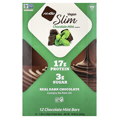 Slim®, веганські протеїнові батончики, шоколад, м'ята, 12 батончиків по 45 г