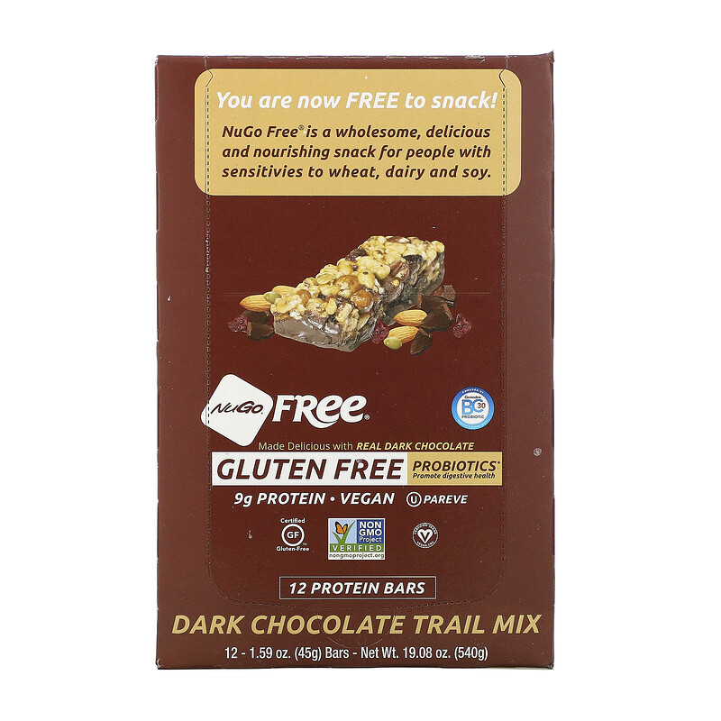 NuGo Nutrition, NuGo Free, Gluten Free, Dark Chocolate Trail Mix, , 12