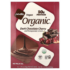 Протеїнові батончики Organic®, чорний шоколад, вишня й гранат, 12 батончиків по 50 г
