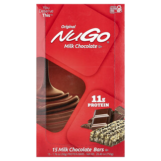 NuGo Nutrition, Baton original, ciocolată cu lapte, 15 batoane, 1,76 oz (50 g) fiecare