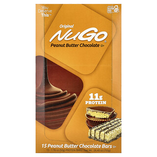 NuGo Nutrition, Batoane proteice, ciocolată cu unt de arahide, 15 batoane, 1,76 oz (50 g) fiecare