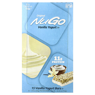 NuGo Nutrition, Batoane proteice, iaurt cu vanilie, 15 batoane, 50 g (1,76 oz)