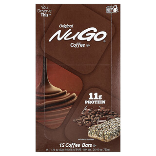 NuGo Nutrition, Batoane proteice, cafea, 15 batoane cu 50 g fiecare
