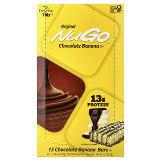 NuGo Nutrition, Barras de Proteína, Chocolate e Banana, 15 Barras, 50 g (1,76 oz) Cada