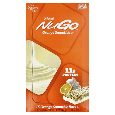 Product Image for NuGo Nutrition, Protein Bars, Orange Smoothie , 15 Bars, 1.76 oz (50 g) Each