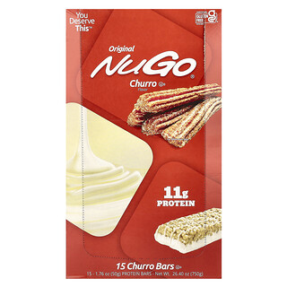 NuGo Nutrition, Original, batoane proteice, churro, 15 batoane, 1,76 oz (50 g) fiecare