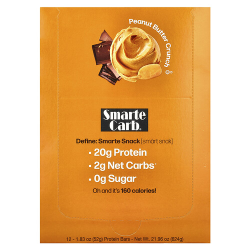 Nugo Nutrition Smarte Carb® Protein Bar, Peanut Butter Crunch, 12 Bars, 1.83 oz (52 g) Each