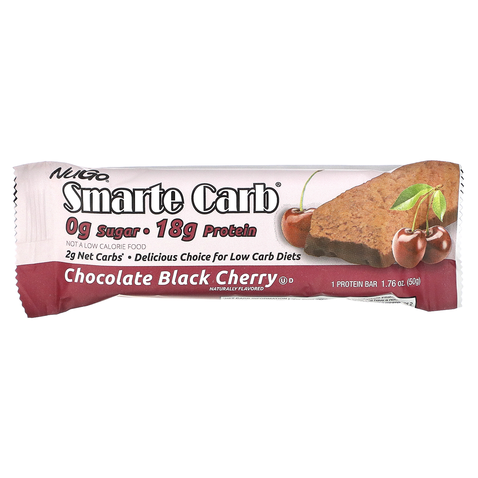 NuGo Nutrition, Smarte Carb Bar, Chocolate Black Cherry, 12 Bars, 1.76
