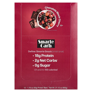 NuGo Nutrition, Baton proteic Smarte Carb®, ciocolată cu cireșe negre, 12 batoane, 1,76 oz (50 g) fiecare