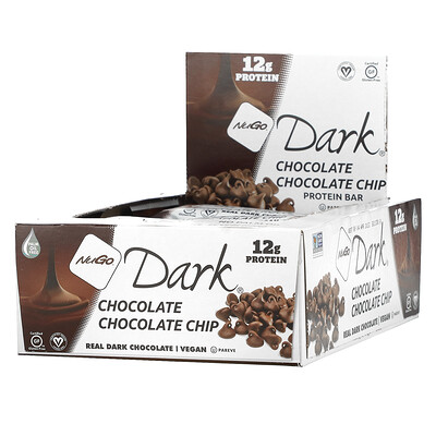 Купить NuGo Nutrition NuGo Dark, белковые батончики с шоколадной стружкой, 12 батончиков, весом 50 г (1, 76 унции) каждый