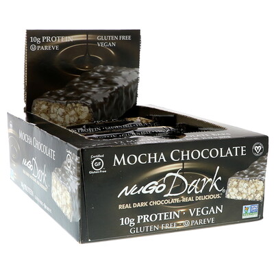 Купить NuGo Nutrition NuGo Dark, белковые батончики, мокка-шоколад, 12 батончиков, весом 50 г (1, 76 унции) каждый